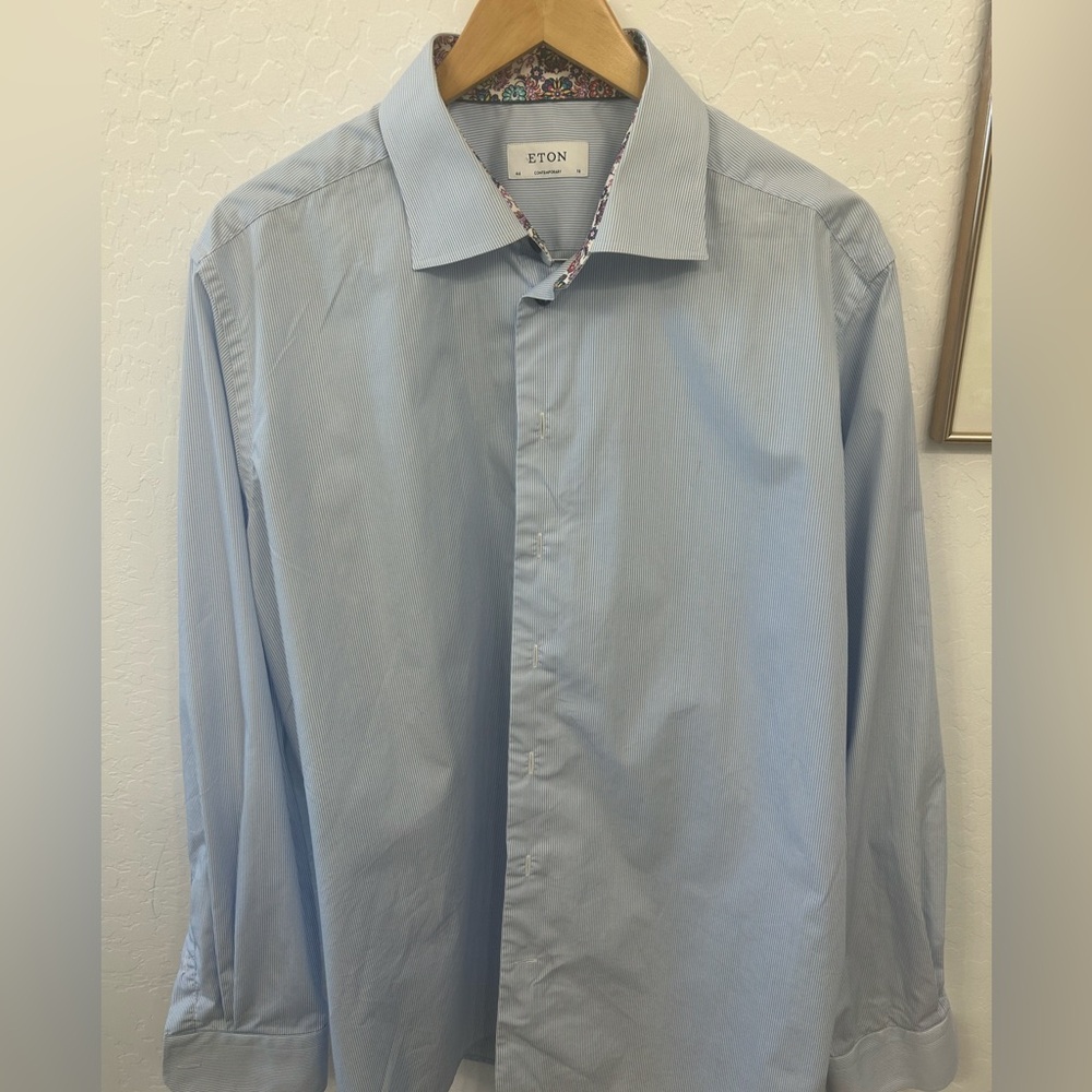 Eton dress shirt with floral flip cuffs 46/18
